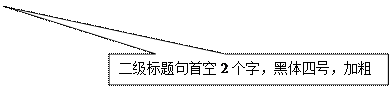 矩形标注: 二级标题句首空2个字，黑体四号，加粗