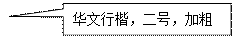 矩形标注: 华文行楷，二号，加粗